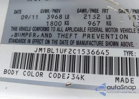 2012 Mazda Mazda3 I Sport из США, поврежденный, VIN JM1BL1UF2C1536645